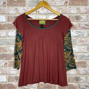Tracy Porter Pullover Top 3/4 Length Sleeves Boho Flowy Paisley Women’s Size 6-8